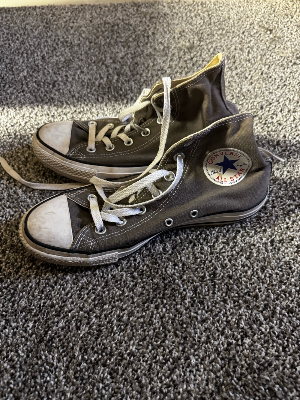 Converse High Top Sneakers in Gray with White Accents